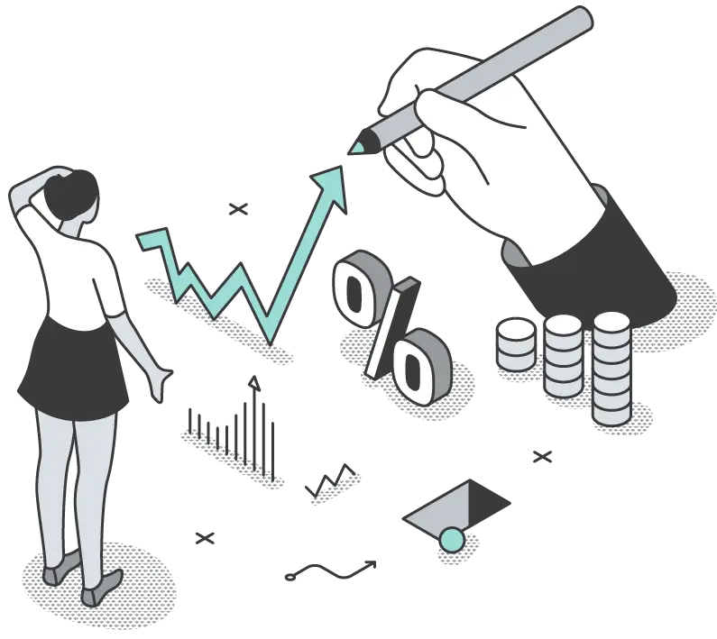Illustration Mandanten der Steuerberatung mit Unternehmen, Gründern und Onlinehandel